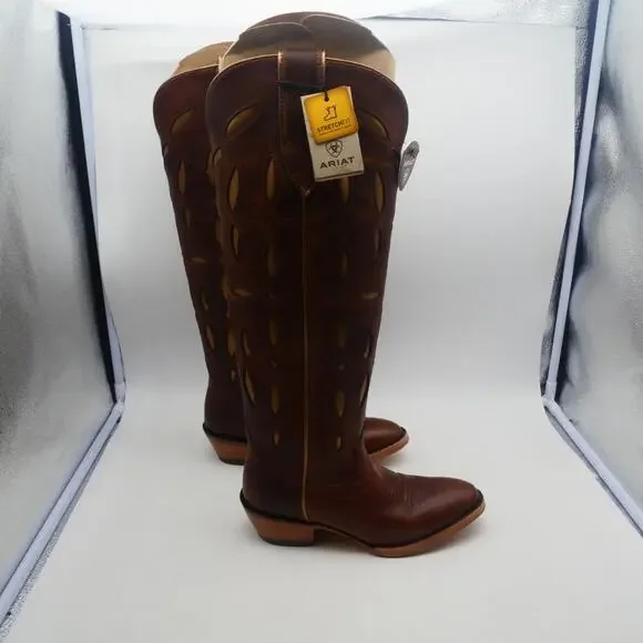 NEW Ariat Women’s 5.5 Saylor Stretchfit Boots Tall Chic Brown Leather - Picture 2 of 15